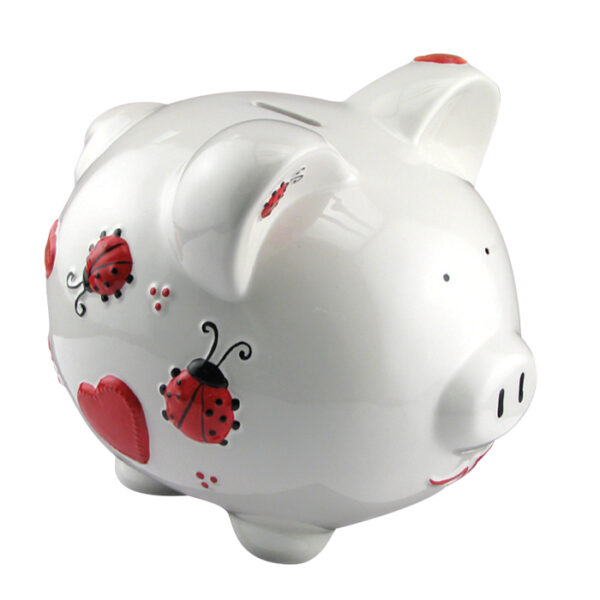 Red Ladybug Girls Piggy Bank – Large