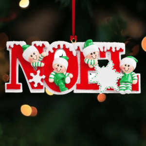 Personalized Noel Family of 4 Christmas Ornament