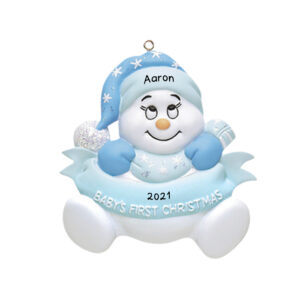 Snow Blue Baby's 1st Christmas Personalized Ornament wp