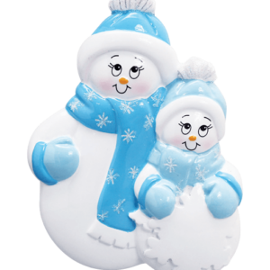 Snowman Single Father with on Child Christmas