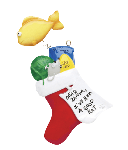 Cat Stocking Personalized Christmas Ornament