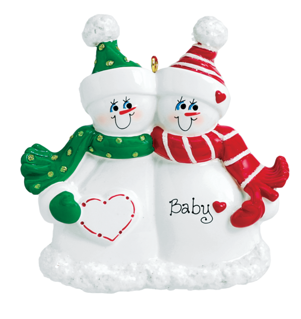 Snow Couple Expecting Personalized Christmas Tree Ornament