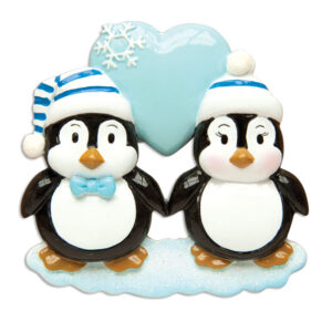 Penguin Couple Blue Heart