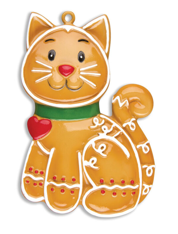 Gingerbread Cat Personalized Christmas Tree Ornament