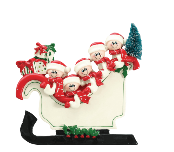 Sleigh Family of 5 Christmas Tree Ornament