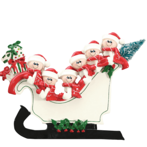 Sleigh Family of 6 Christmas Tree Ornament