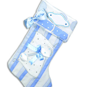 Blue baby rattle stocking