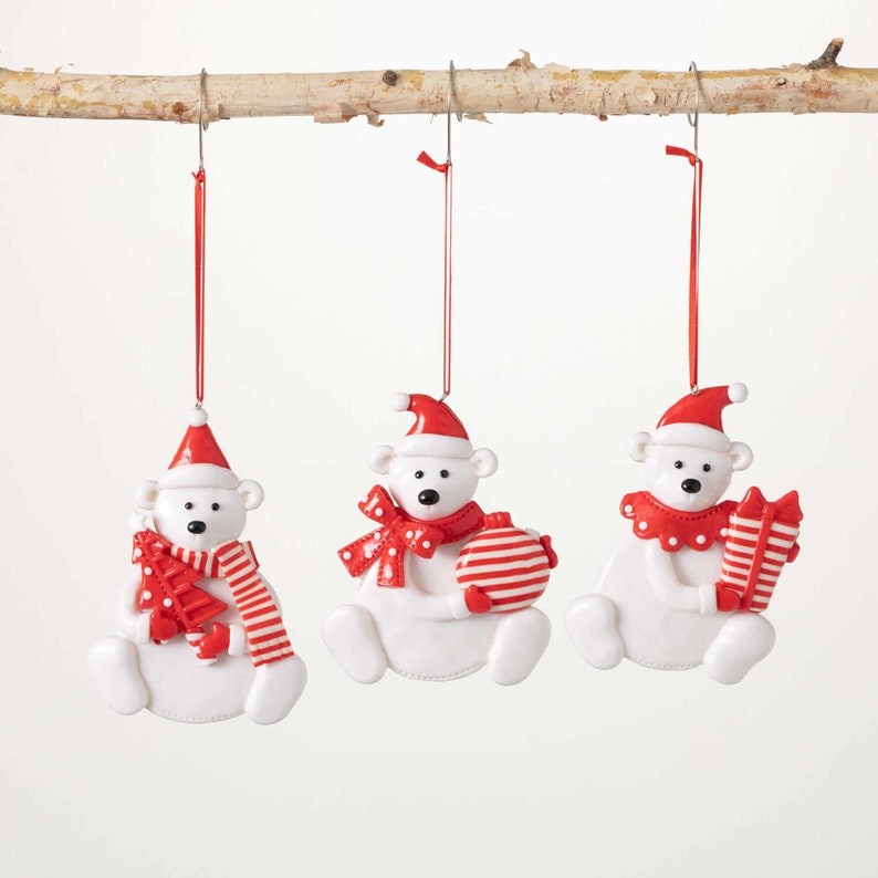 Adorable Resin Polar Bear Christmas Tree Ornament